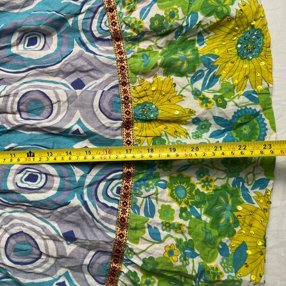 Y2K Passport Girl Skirt Sequins Multicolor Skirt 100% Cotton Size XL Women's - Picture 3 of 6